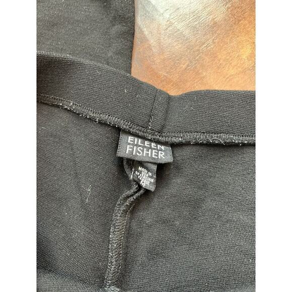 Eileen Fisher Elastic Waist Semi Wide Leg Minimalist Black Casual Pants Sz M - Picture 2 of 5